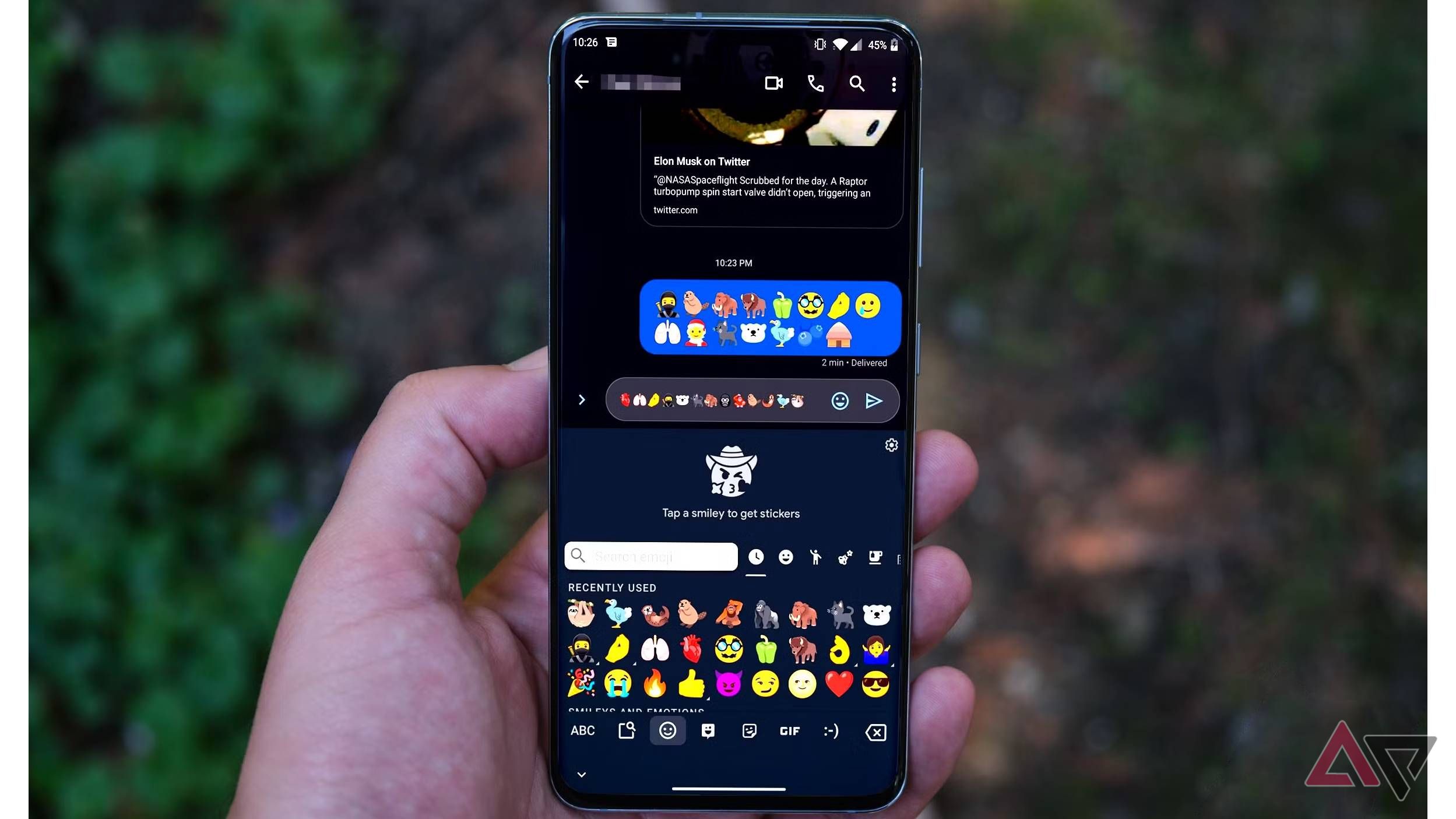 Various emoji in an Android chat app.