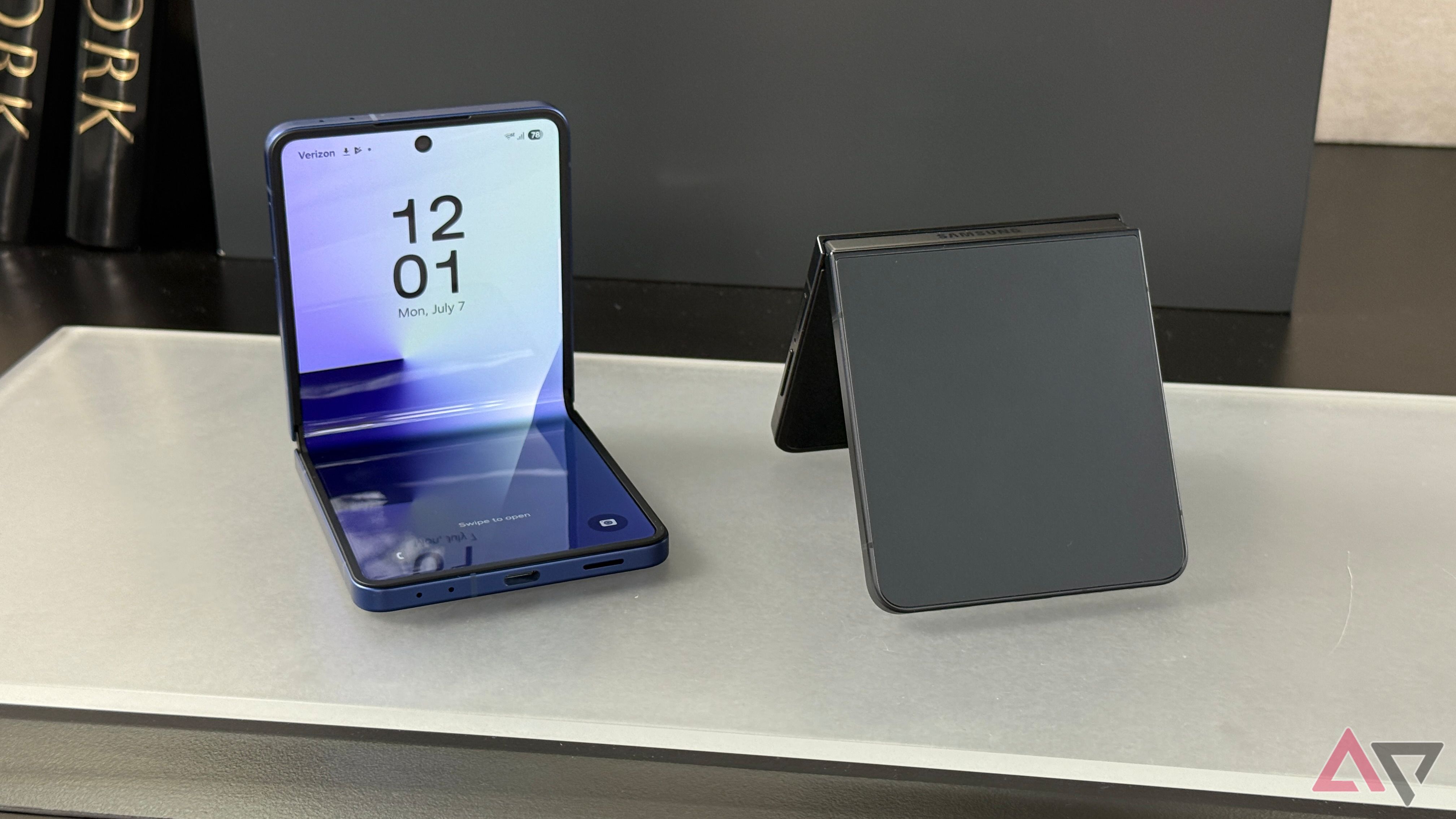 Samsung Galaxy Z Flip 7 in black partially folded