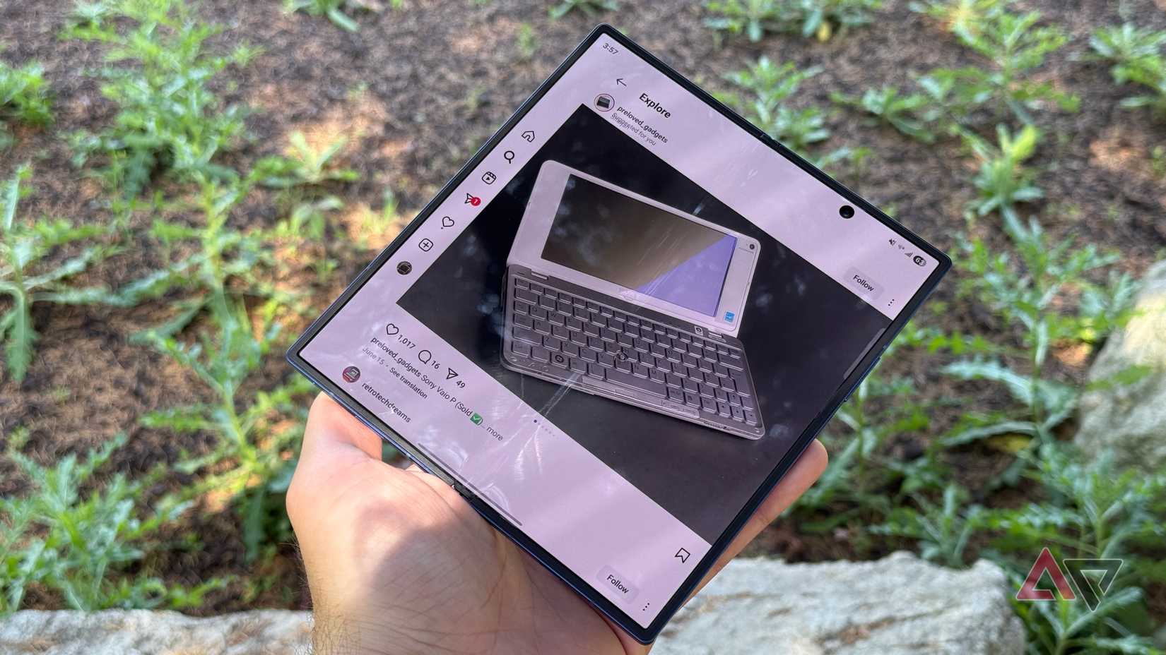 Samsung Galaxy Z Fold 7 showing Instagram while unfolded