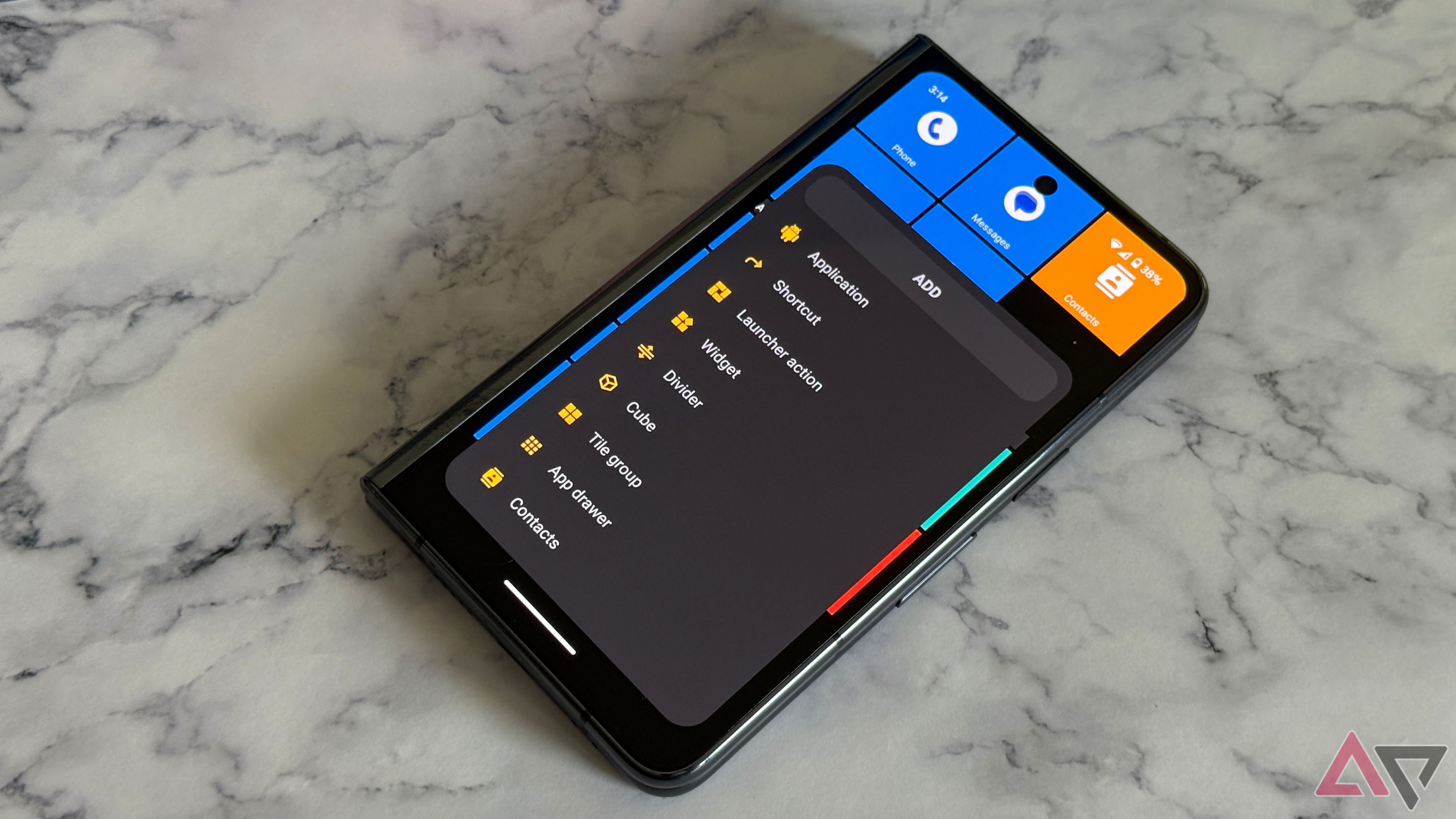 Menú Opciones de Carréhouse Al agregar mosaicos en Google Pixel Fold