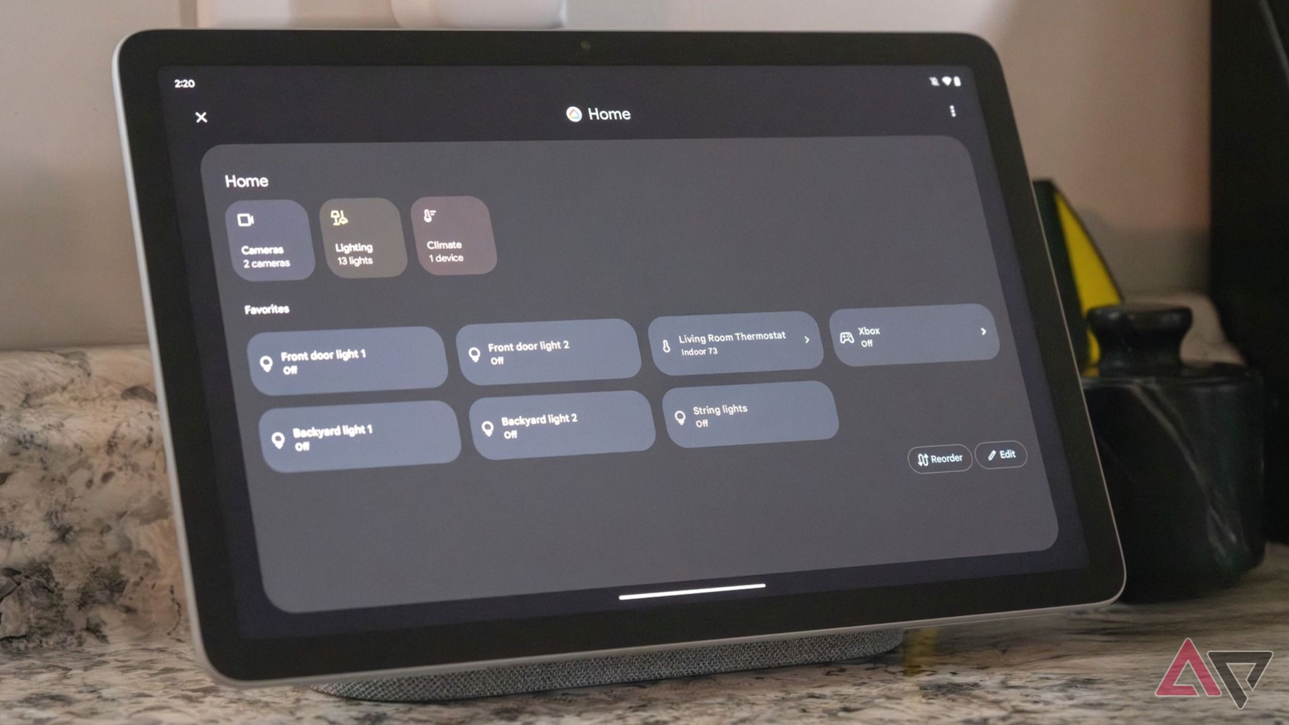 Pixel Tablet with Google Home view