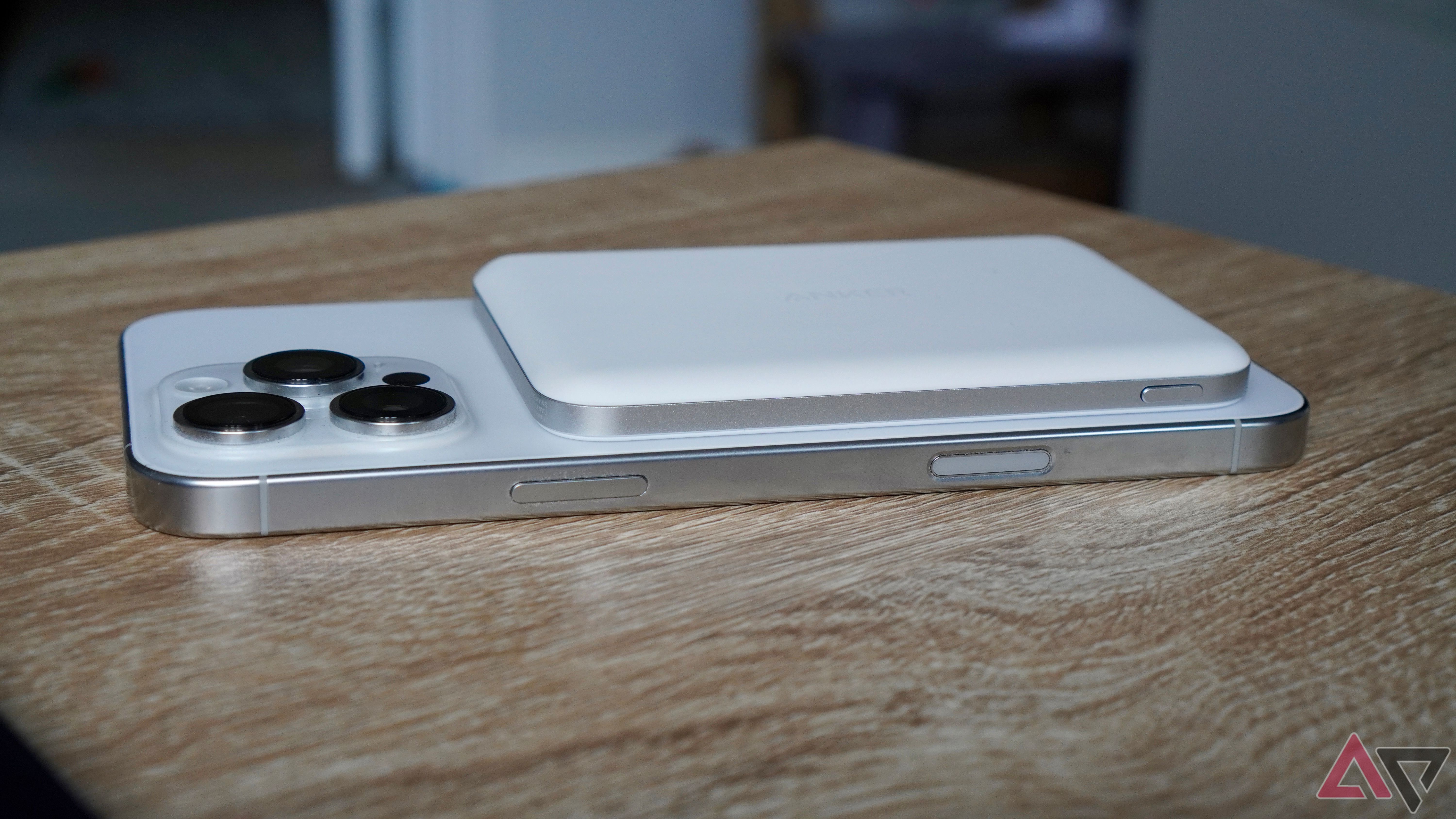 The Anker Nano Power Bank charging an Apple iPhone 16 Pro Max