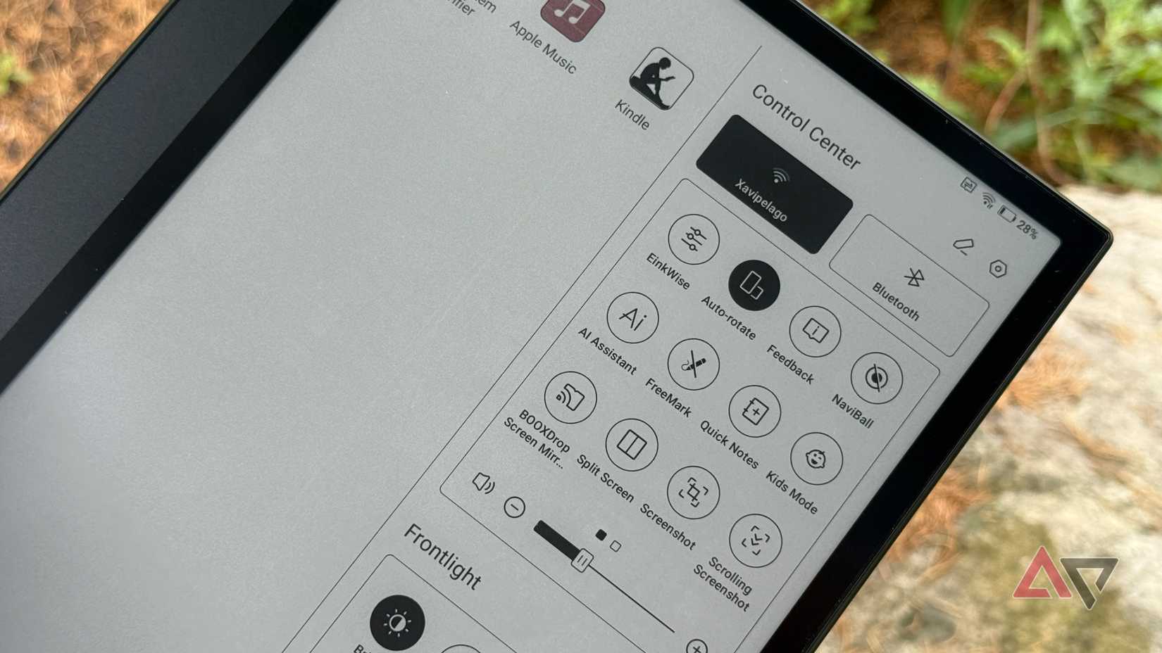 Control center on the Boox Note Air4 C