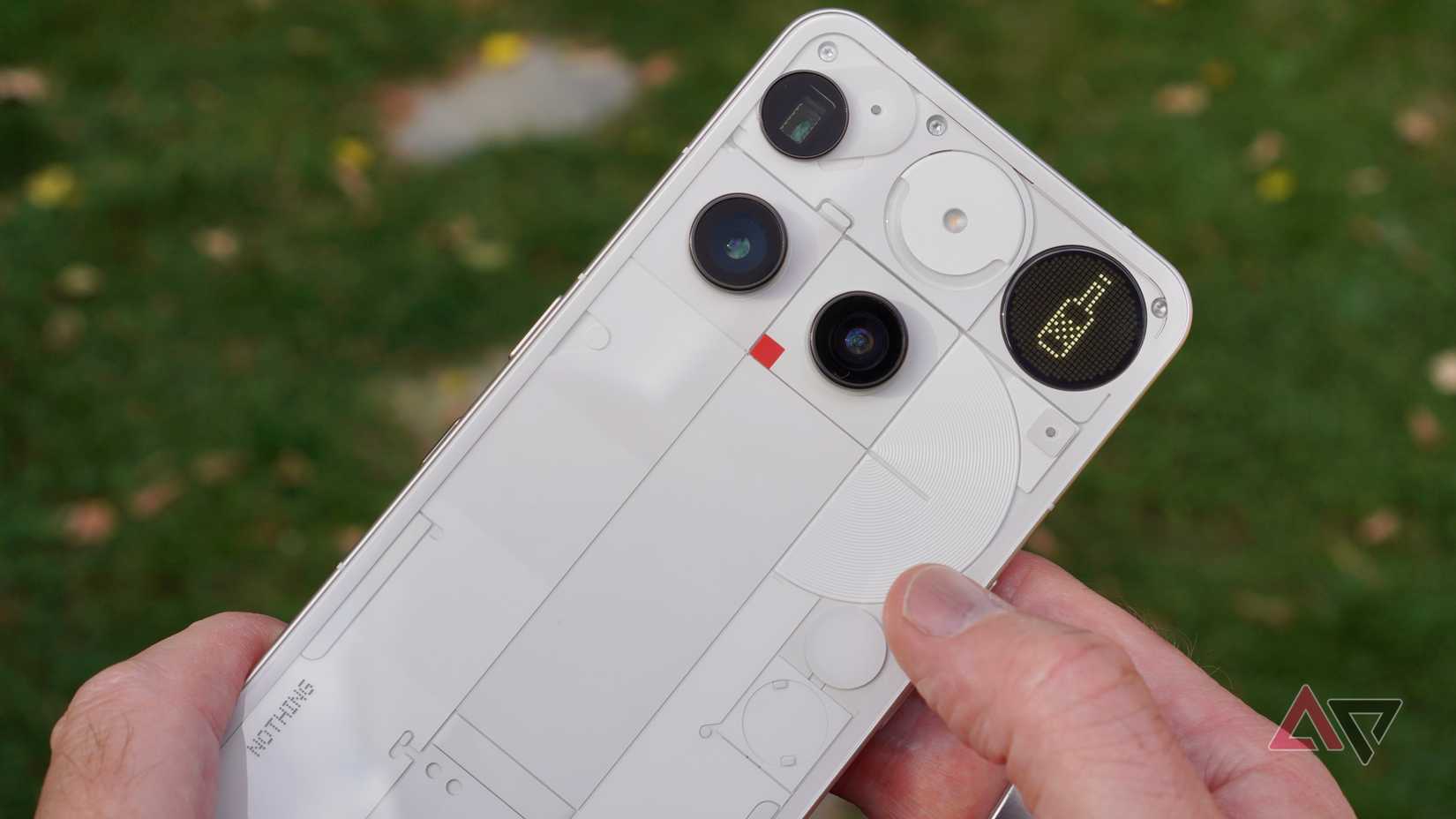 A person using the Glyph Matrix on the Nothing Phone 3