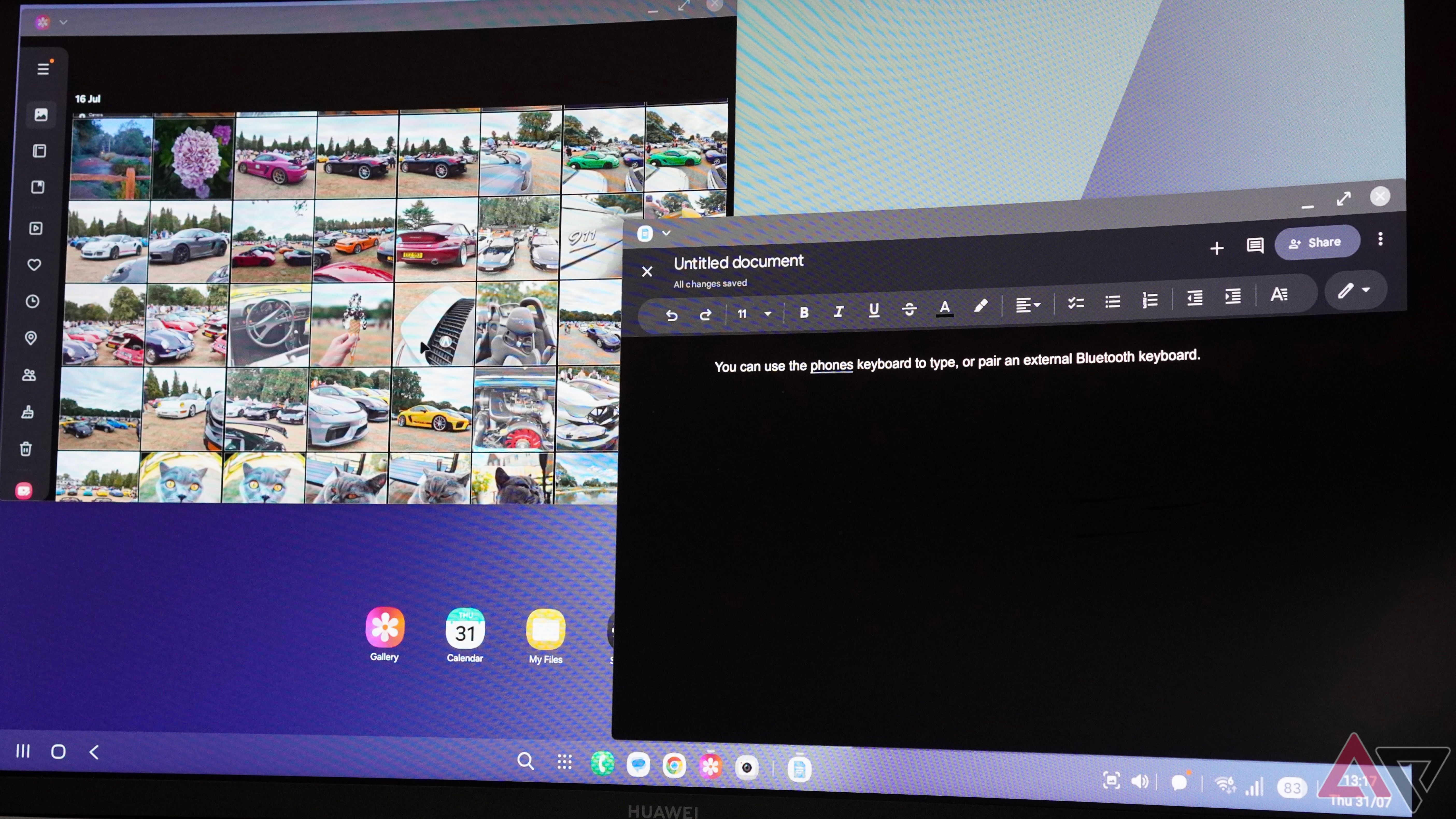 Samsung DeX running on a monitor through the Galaxy Z Flip 7